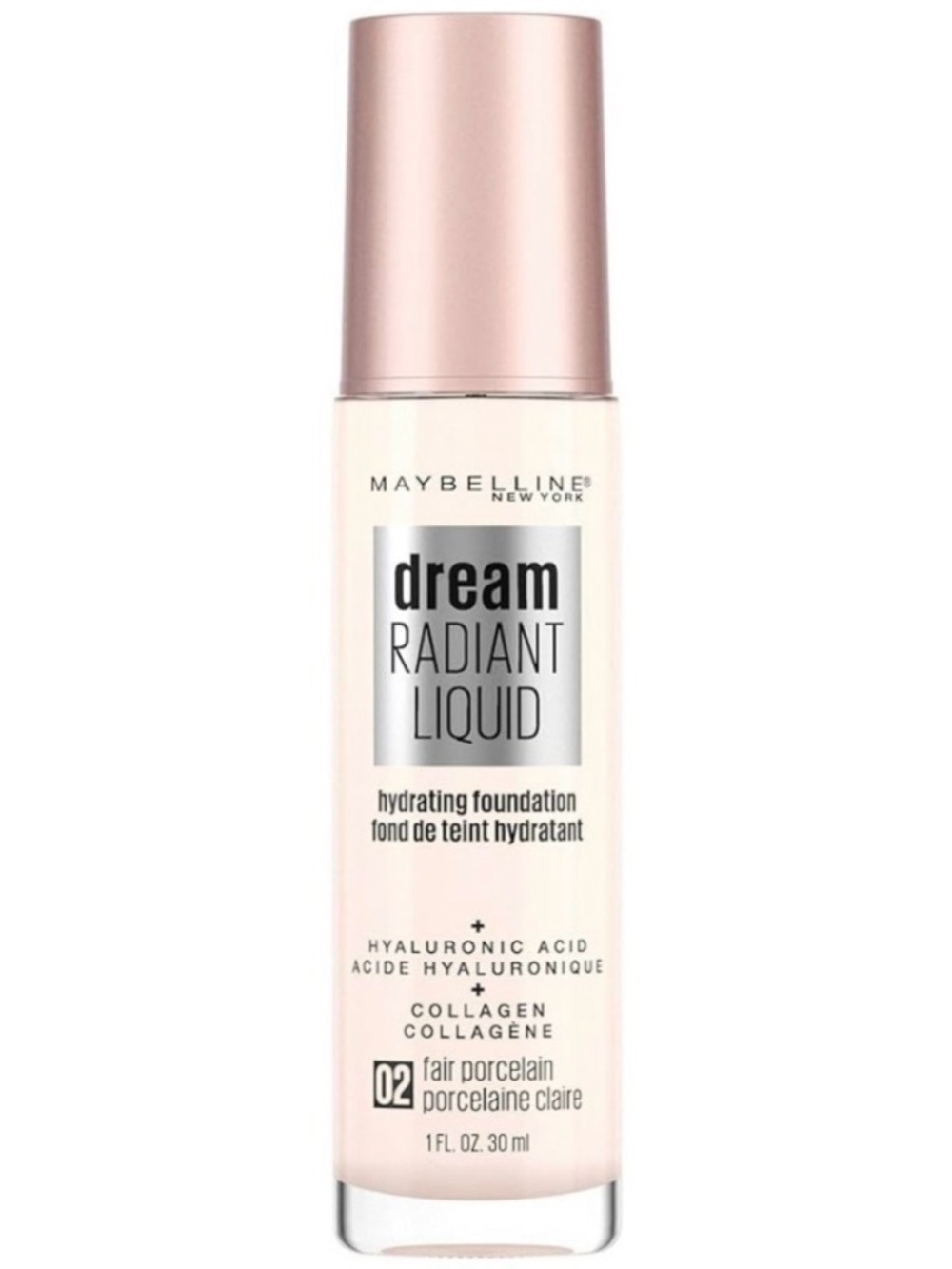 Maybelline 02 Fair Porcelain Dream Radiant Liquid Hydrating Foundation 1oz
